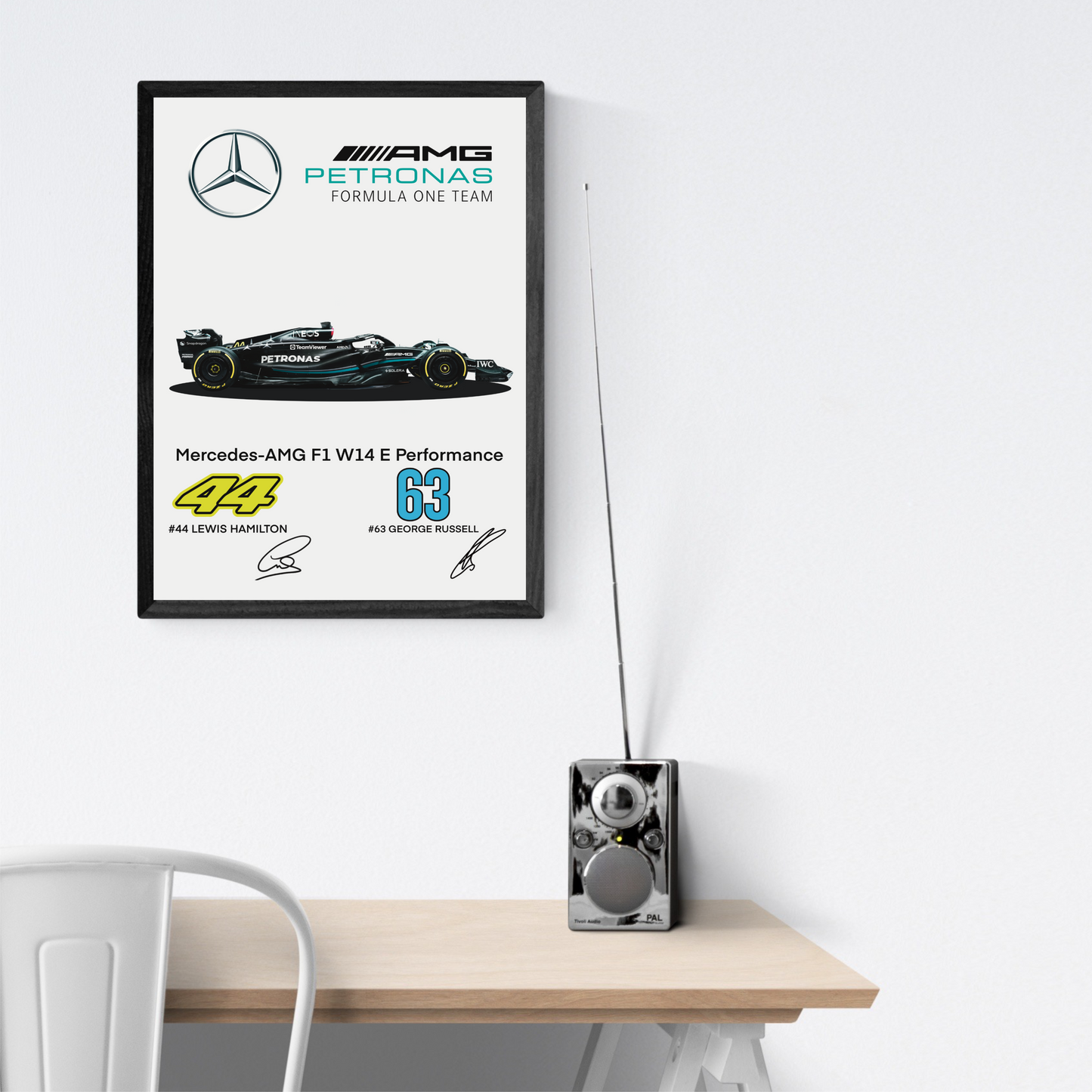 Mercedes AMG-F1 W14 2023 Hamilton - Russell Stampa Grafica Signature