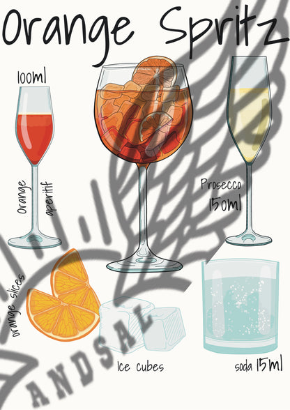 Orange Spritz Stampa Grafica Scheda Ricetta