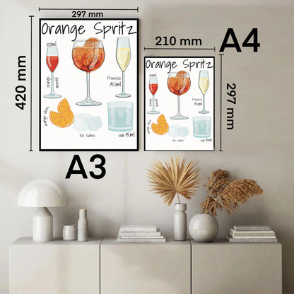 Orange Spritz Stampa Grafica Scheda Ricetta