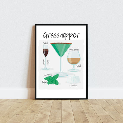 Cocktail Grasshopper Stampa Grafica Scheda Ricetta