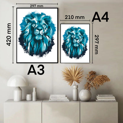 Leone Imperiale Azzurro Stampa Grafica Poster