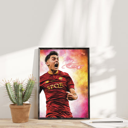 Paulo Dybala Roma Watercolor Signature