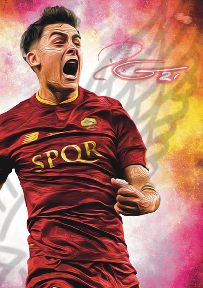 Paulo Dybala Roma Watercolor Signature