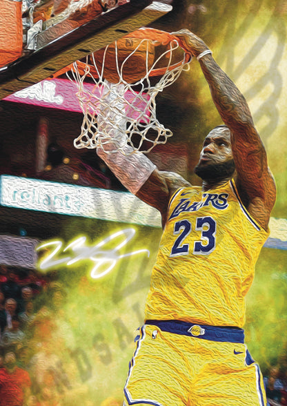 LeBron James Lakers Watercolor Style Signature