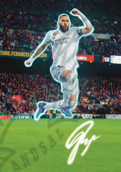 Karim Benzema Real Madrid Watercolor Signature