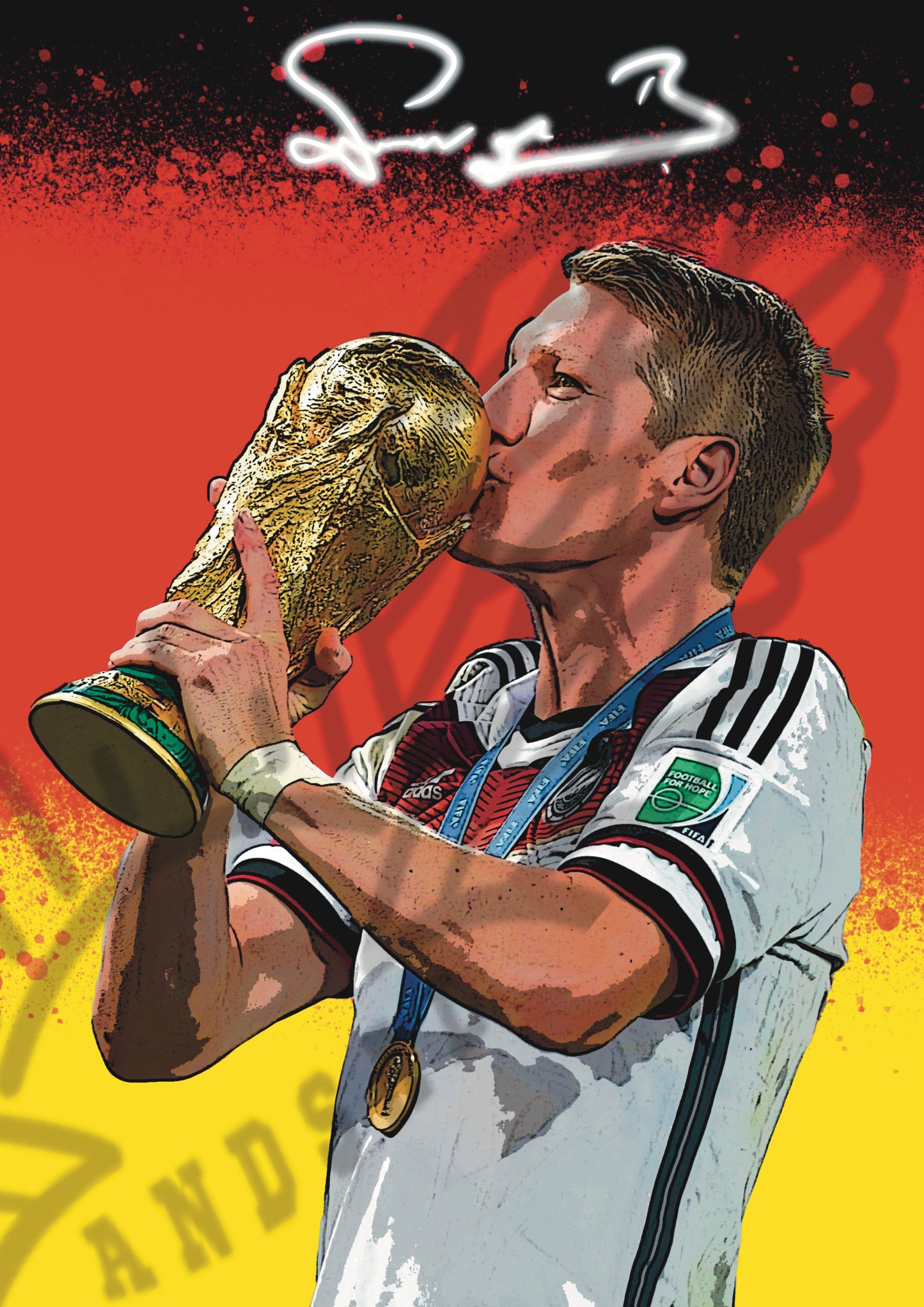 Bastian Schweinsteiger WORLD CUP Watercolor Signature