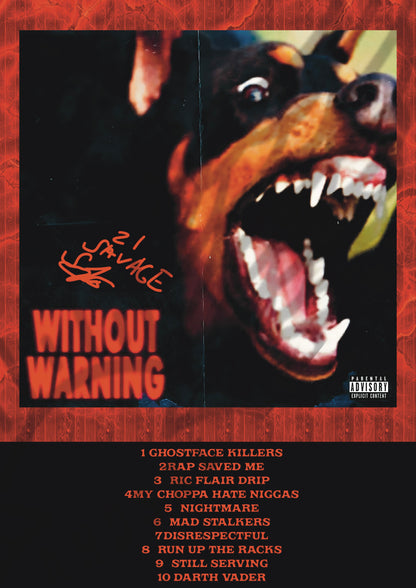 21 Savage WITHOUT WARNING Album Cover Music Poster