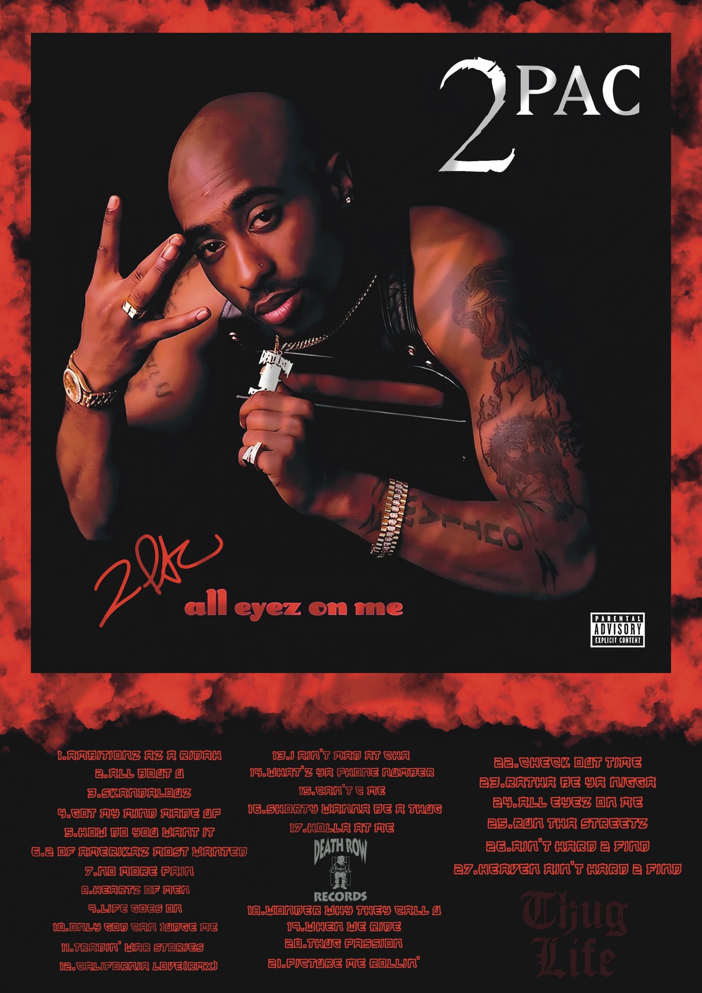 Tupac - All Eyez On Me 1996  Album Cover Music Poster