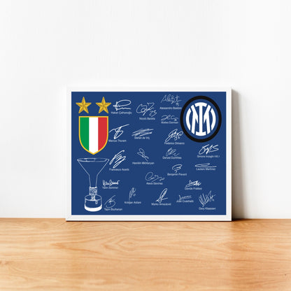 Inter Campione D'Italia 2023/24 Seconda Stella Autografi Squadra Serie A Tricolore Rettangolare Coppa