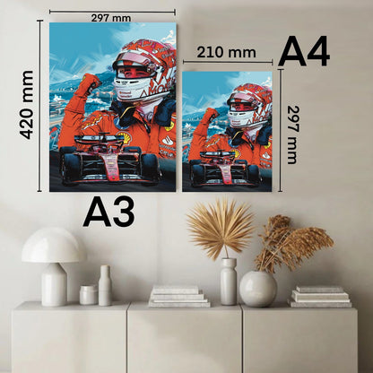 Charles Leclerc Ferrari Artwork Monaco Grand Prix Montecarlo 2024 Formula 1 Sport Memorabilia – Schumacher Ferrari