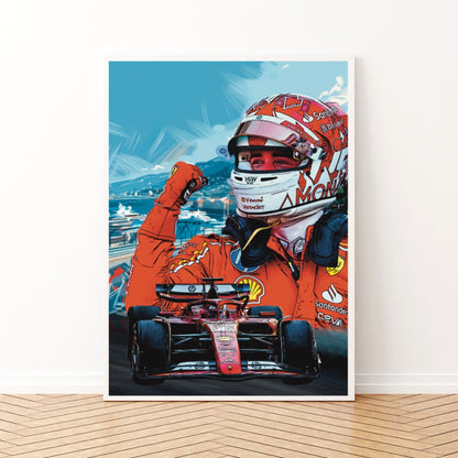 Charles Leclerc Ferrari Artwork Monaco Grand Prix Montecarlo 2024 Formula 1 Sport Memorabilia – Schumacher Ferrari