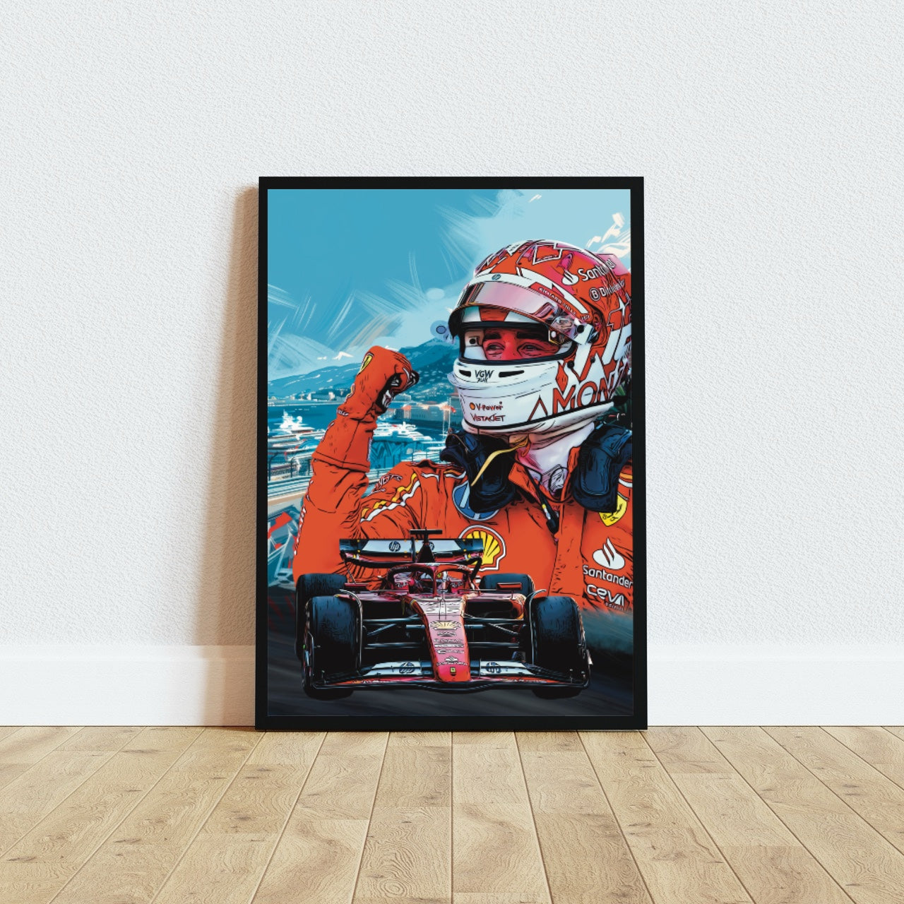 Charles Leclerc Ferrari Artwork Monaco Grand Prix Montecarlo 2024 Formula 1 Sport Memorabilia – Schumacher Ferrari