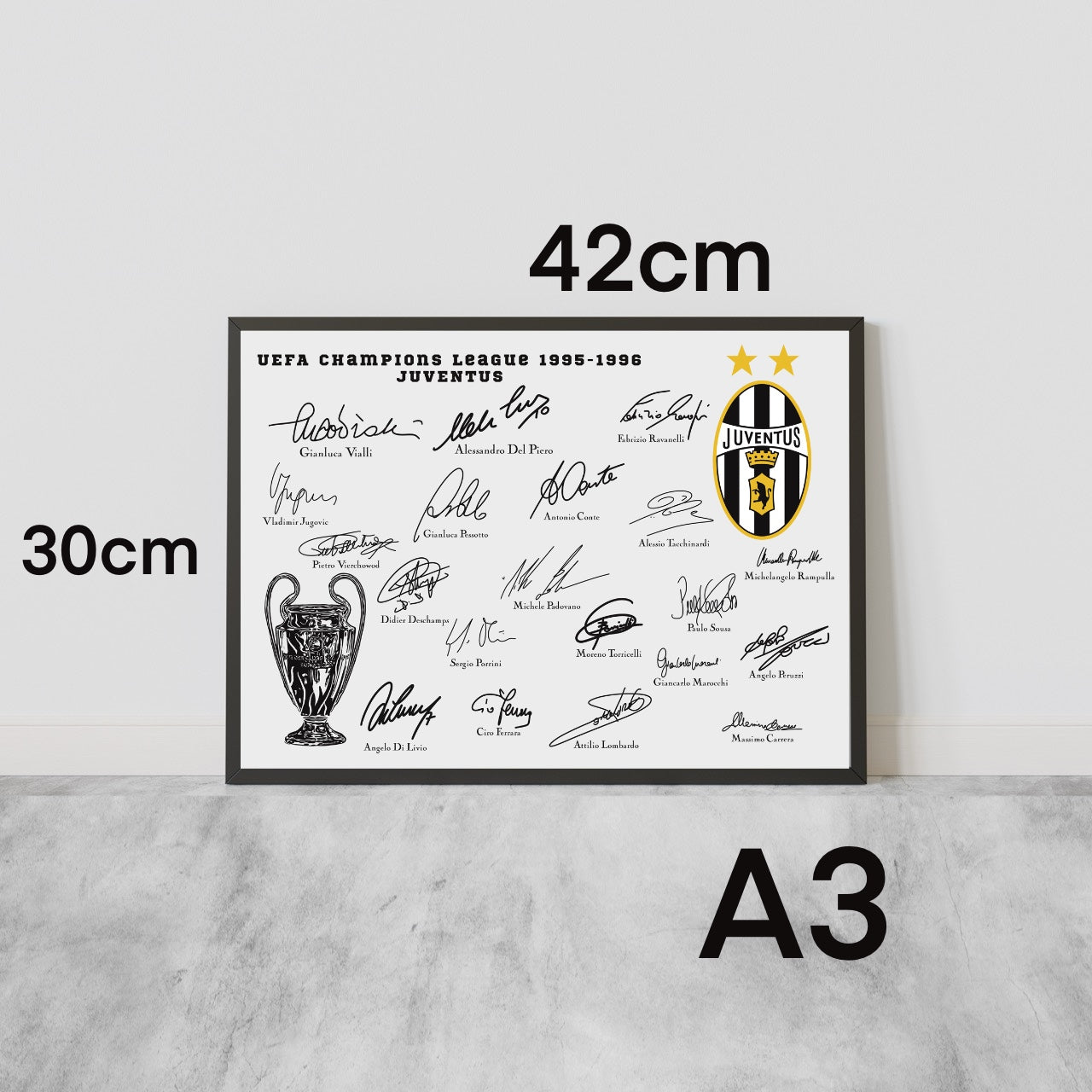 Juventus Champions League 1996 Autografi Vialli Del Piero Squadra VS Ajax