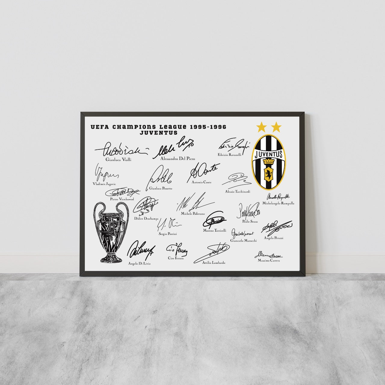 Juventus Champions League 1996 Autografi Vialli Del Piero Squadra VS Ajax