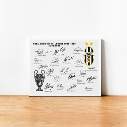 Juventus Champions League 1996 Autografi Vialli Del Piero Squadra VS Ajax