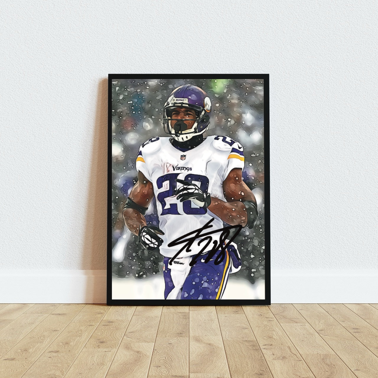 Adrian Peterson Minnesota Vikings Iconic Snow Game Autografo Signature Series NFL SKOL