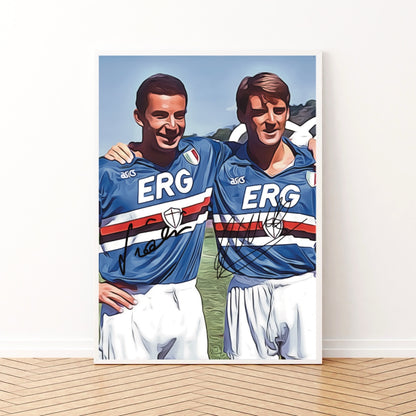 Gianluca Vialli & Roberto Mancini Sampdoria Autografo Signature Series