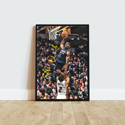 Anthony Edwards Minnesota Timberwolves Iconic Dunk Vs Miami Autografo Signature Series NBA