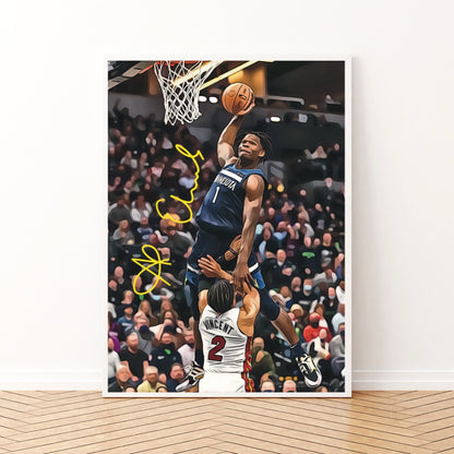 Anthony Edwards Minnesota Timberwolves Iconic Dunk Vs Miami Autografo Signature Series NBA