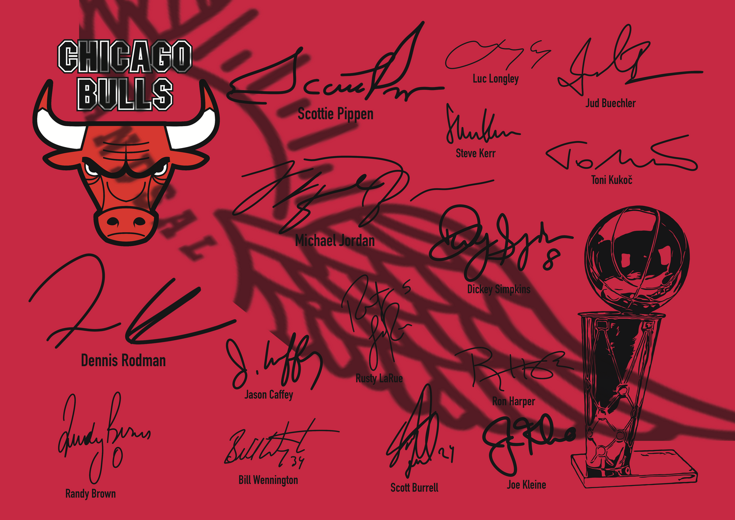 CHICAGO BULLS 1998 NBA CHAMPIONS Signature TEAM