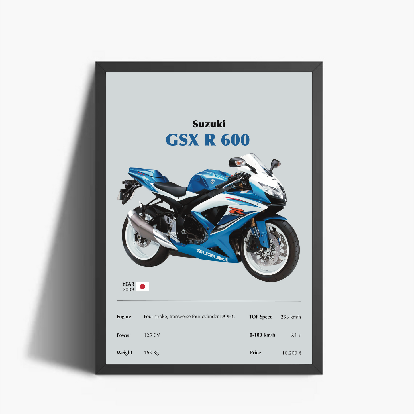 Suzuki GSX R 600 2009 Stampa Grafica Scheda Tecnica