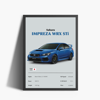 Subaru Impreza WRX STi Stampa Grafica Scheda Tecnica