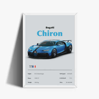 Bugatti Chiron Stampa Grafica Scheda Tecnica