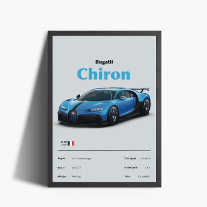 Bugatti Chiron Stampa Grafica Scheda Tecnica