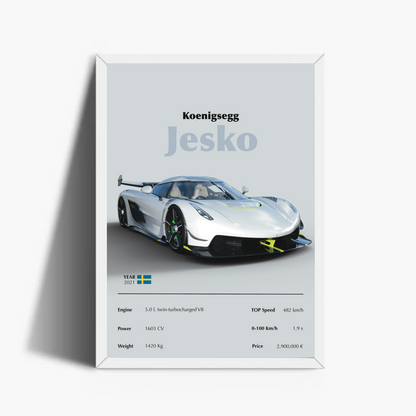 Koenigsegg Jesko Stampa Grafica Scheda Tecnica