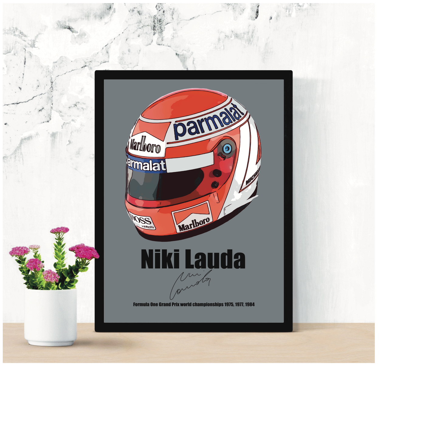 Niki Lauda Casco Autografo