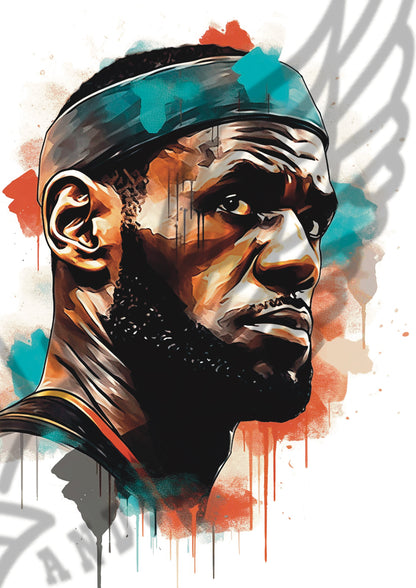 Lebron James Cleveland Cavaliers Watercolor Style