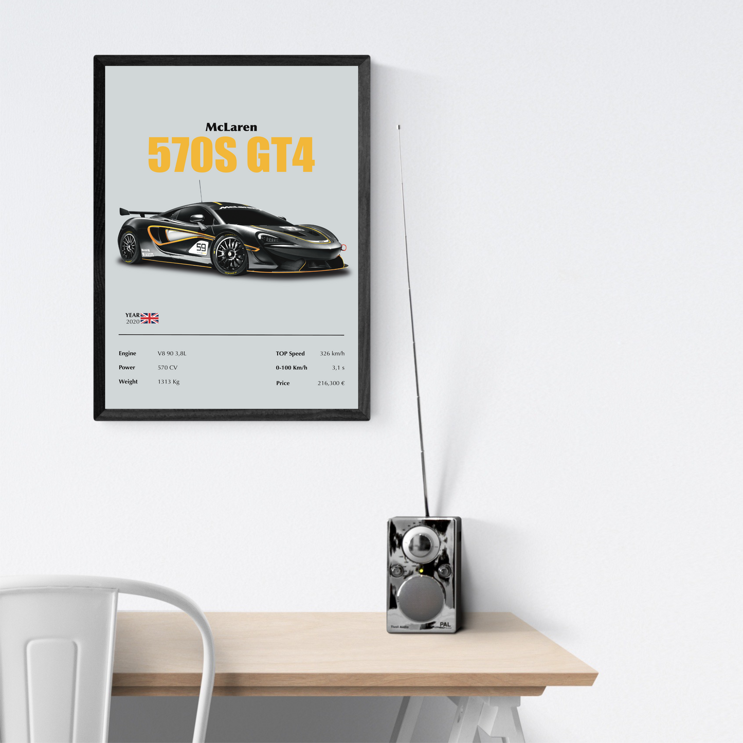 McLaren 570S GT4 Stampa Grafica Scheda Tecnica