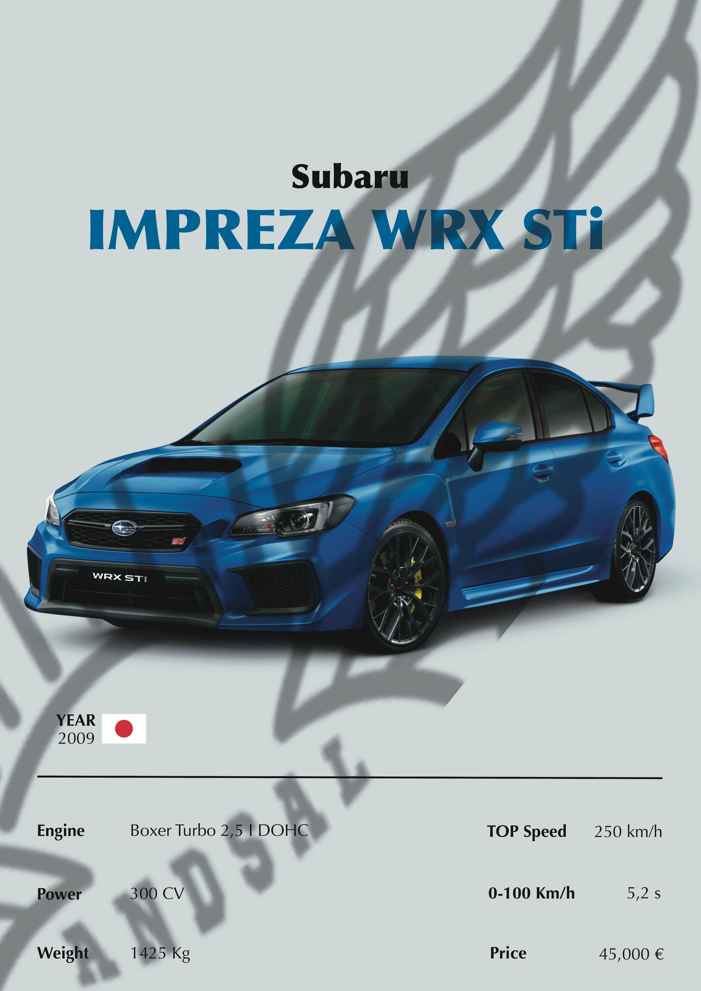 Subaru Impreza WRX STi Stampa Grafica Scheda Tecnica